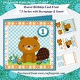 Beaver Birthday or New Baby 7.5 Inch Card Front with Decoupage & Insert