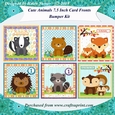 6 Cute 7.5 Inch Animal Card Fronts with Decoupage, Inserts and Various Sentiments