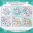 Six 7 Inch Square Floral Stacker Card Fronts with Decoupage & Inserts