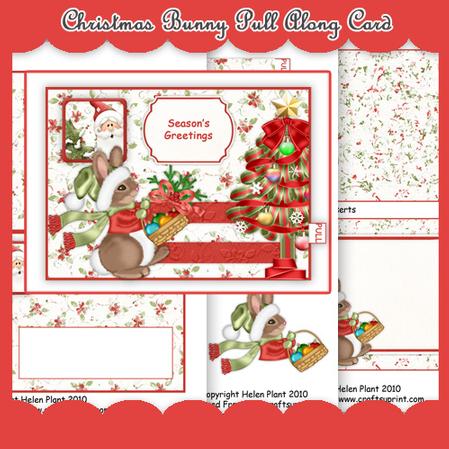 Christmas Bunny Pull Along Card