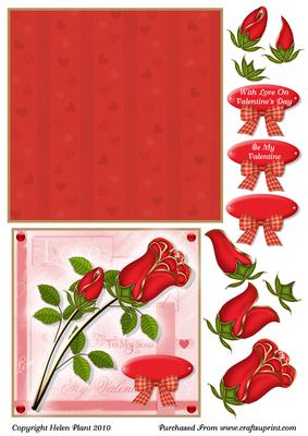Valentine Roses Card Front & Decoupage
