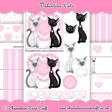 Valentine Cats Easel Card