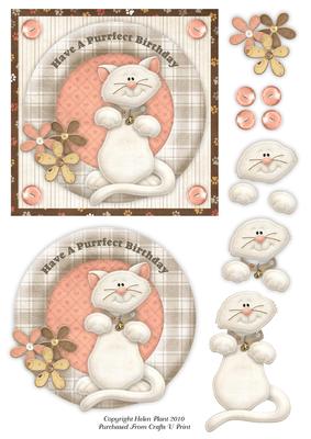 Purrfect Birthday Card Front & Decoupage
