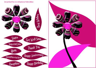 Funky Swirl Flowers in Black & Pink