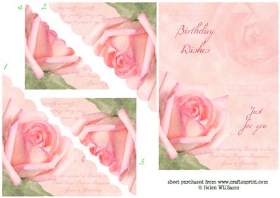 Pink Rose Birthday Wishes Side Stacker Card