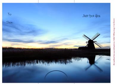 Windmill Silhouette Sunset Money Card Dl Size
