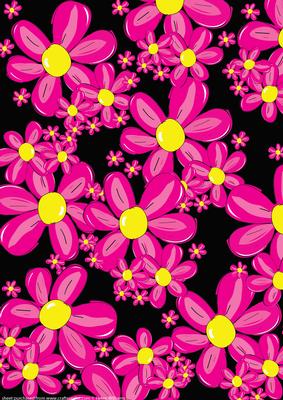 Funky Pink Floral Paper on Black.