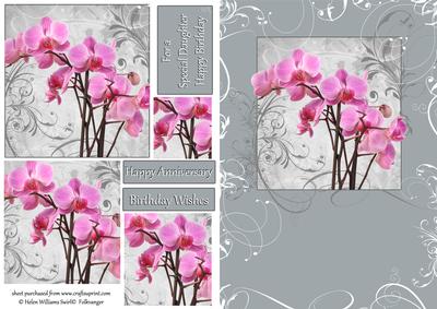 Pink Orchid on Grey Swirl Pyramid