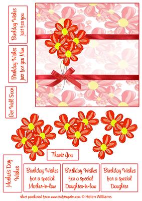 6x6 Inch Reddidy Red Flower Card Topper & Step by Step