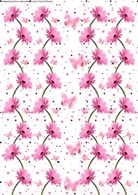 Pink Gerbera & Butterfly Wishes Backing Paper