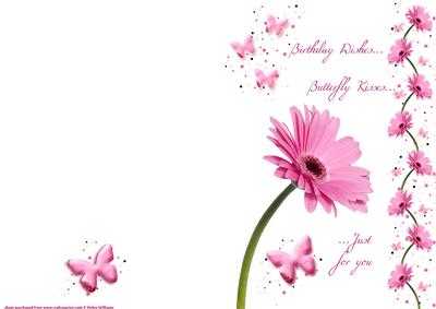 Pink Gerbera & Butterfly Wishes Quick Card