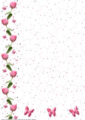 Pink Tulip & Butterfly Wishes Card Base