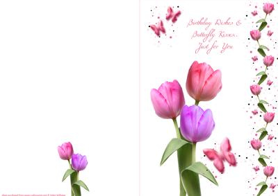 Pink Tulip & Butterfly Wishes Quick Card
