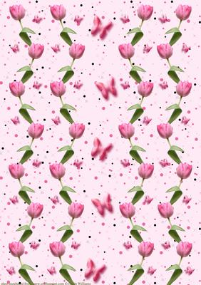 Pink Tulip & Butterfly Wishes Backing Paper Pink