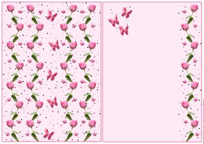 Pink Tulip & Butterfly Wishes Card Bases in Pink
