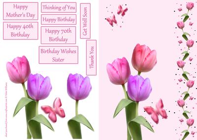 Pink Tulip & Butterfly Wishes Step by Step in Pink
