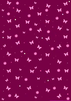 Pretty in Pinks on Burgandy Butterflies & Flowers