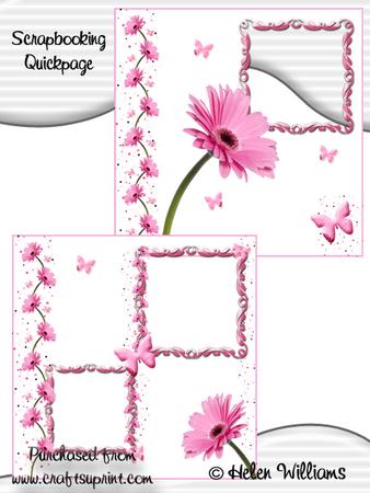Pink Gerbera & Butterfly Wishes 12x12inch Scrap Pages