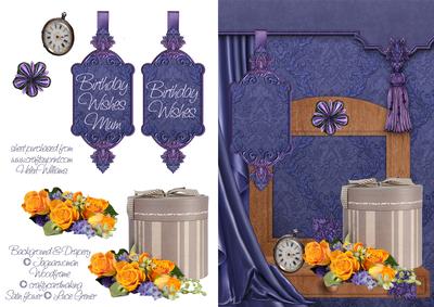 Roses & Hat Box with Purple Satin