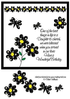 Daisy Daisy 8x8 Inch Topper Daughter Birthday