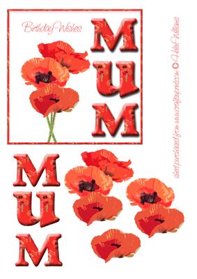 Mum Poppy Square Card Front