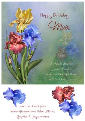 Iris Trio Mum Birthday 8x8 Inch Topper