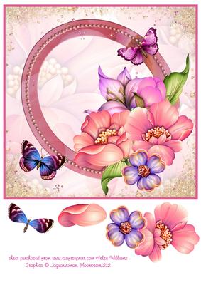 Butterfly & Flowers 8x8 Inch Topper