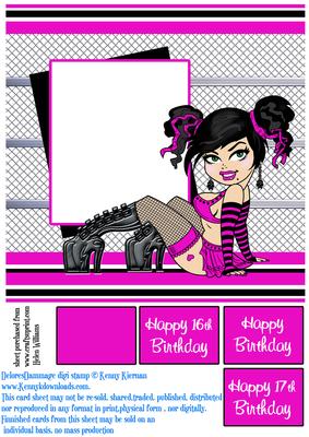 Hot Pink Delores D'ammage 8x8 Inch Card Front