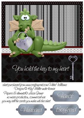 Dragon Key to My Heart Anniversary / Valentine Card Front