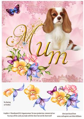 King Charles Spaniel & Flowers Mum Step by Step