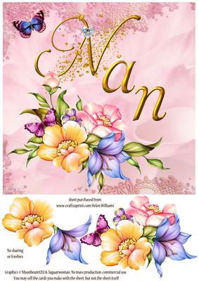 Flowers & Gems for Nan 8x8inch Step by Step