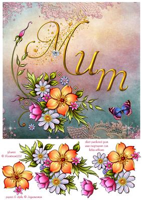 Mum Flowers & Butterfly Card Front 8x8inch