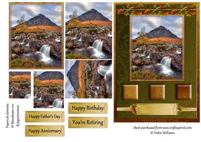 Scottish Mountain on Autumn Gold 7x5inch Pyramid