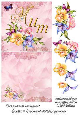 Flowers & Gems for Mum 5inch Square &insert