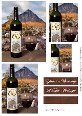 60th Bottle of Wine & Landscape Pyramid Layers