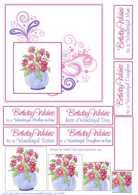 Pot of Flowers & Swirls Pyramid