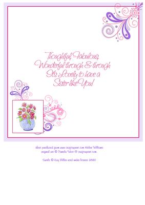 Pot of Flowers Insert Sister Birthday