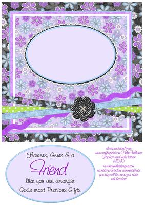 Flower Power in Black & Lilac 8x8inch Topper