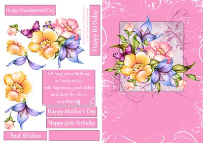 Pink & Yellow Floral Swirl A5 Step by Step