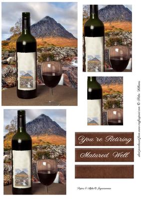 Bottle of Red Wine & Mountain Pyramid Layers