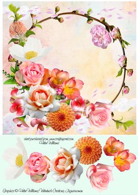 Flowers & Scattered Petals 8x8inch Card Front