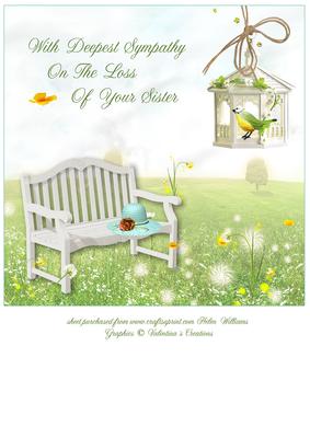 Deepest Sympathy on the Loss of Your Sister 8x8inch Topper