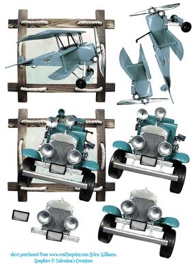 Vintage Inspired Planes & Automobiles Step by Step Layers
