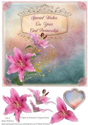 Stargazer Lily Civil Partnership 8x8inch Card Front
