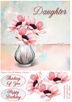 Pink Anemone Daughter 8x8inch Step by Step