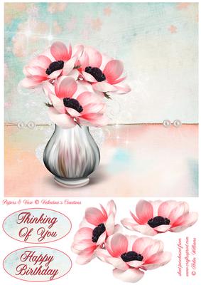 Pink Anemone Blush 8x8inch Topper