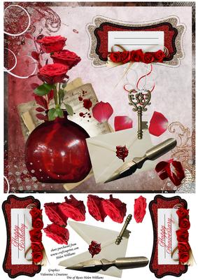Red Rose & Letters of Love 8x8inch Step by Step