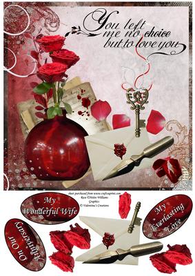 Red Rose & Letters of Love 8x8inch You Left Me No Choice