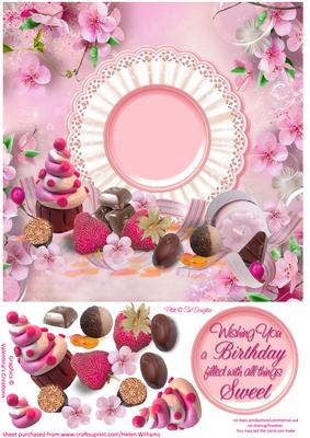 All Things Sweet Chocolate Pink & Plate 8x8inch