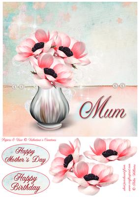 Pink Anemone Mum 8x8inch Step by Step